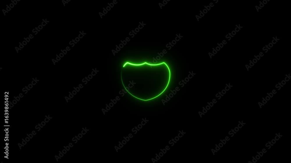 Aufkleber shield green color icon security neon glowing animation. neon shield icon with wave shield icons loo