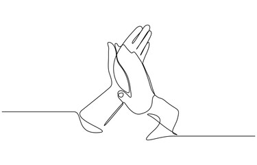 Continuous one line drawing of Clapping hands vector illustration. Editable outline