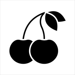 Cherry Icon. Symbol isolated white background. vector illustration. color editable.