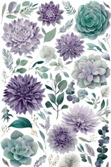 Floral art print with succulents and greenery