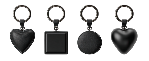 Black keyrings with various shapes