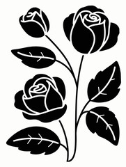 Minimalist line art illustration of roses with elegant and clean black lines on a white background, perfect for modern designs, prints, and decorative projects.