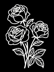 Minimalist line art illustration of roses with elegant and clean black lines on a white background, perfect for modern designs, prints, and decorative projects.
