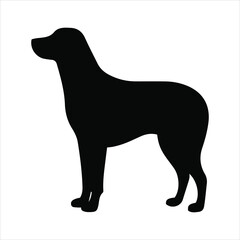 A black silhouette of a labrador retriever dog standing proudly silhouette