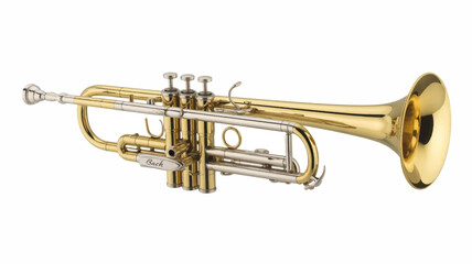 Obraz premium Classic gold and silver trumpet musical instrument isolated on white background vector illustration