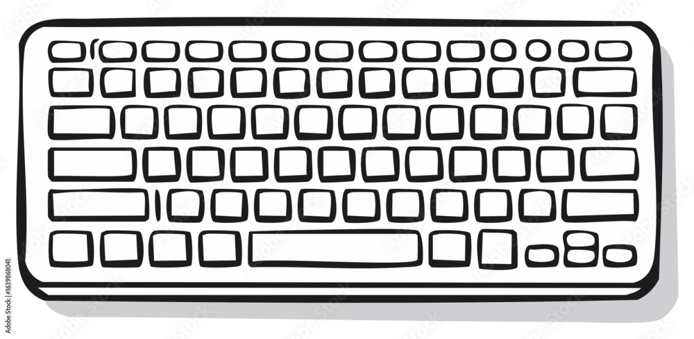 Poster simple black and white drawing of a computer keyboard