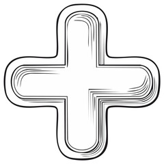 Fototapeta premium Stylized Plus Sign Illustration with Graphic Design Line Elements