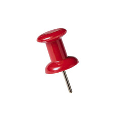 A bright red push pin, head-on view