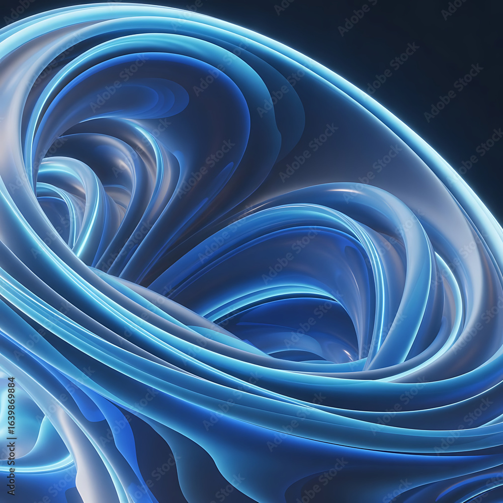 Poster abstract blue spiral vortex with light and wave patterns