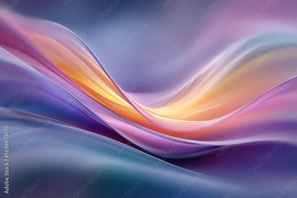 Poster abstract pastel waves creating a smooth gradient with gentle forms and subtle color transitions