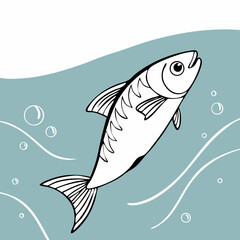 fish isolated on white background - Seafood vector illustrations - Fish or seafood flat icon for food apps and websites - fish decoration in watercolor texture