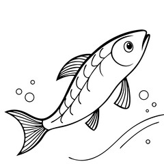 fish isolated on white background - Seafood vector illustrations - Fish or seafood flat icon for food apps and websites - fish decoration in watercolor texture