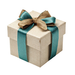 Elegant gift box with teal and gold ribbon for special occasions and celebrations