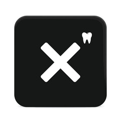 Obraz premium Black square icon with a white x and a small tooth symbol