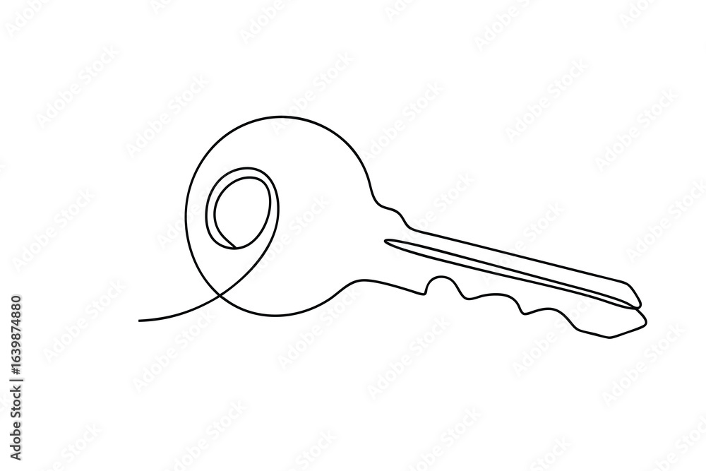 Poster minimalist single line continuous drawing a key vector