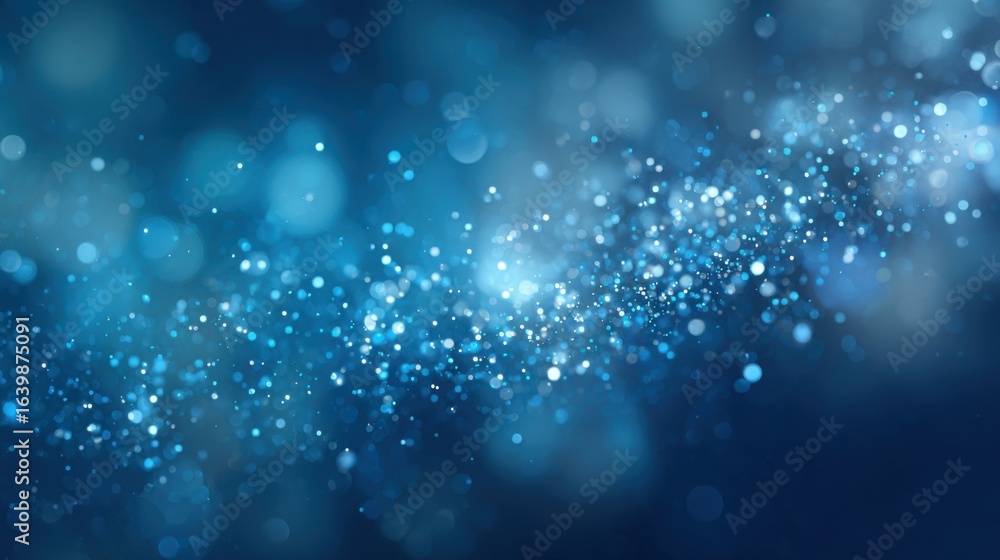 Poster a mesmerizing array of shimmering blue particles floats across a dark background, creating a magical