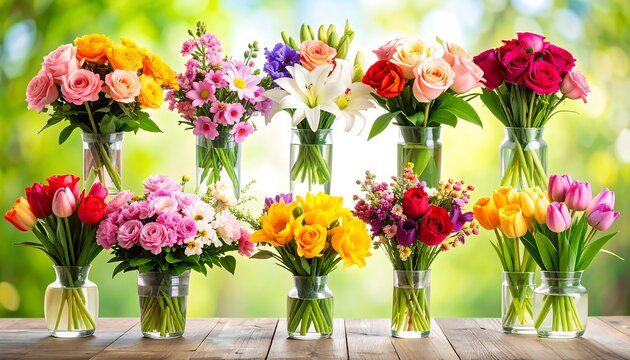 Vibrant flower arrangements displayed outdoors