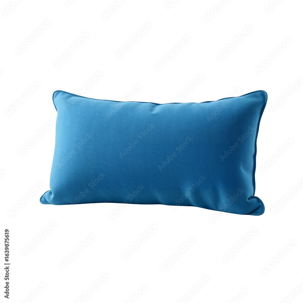 Poster a plush rectangular blue velvet pillow with soft texture isolated on transparent background