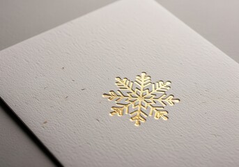 Elegant Christmas card with gold foil snowflake embossed on textured paper