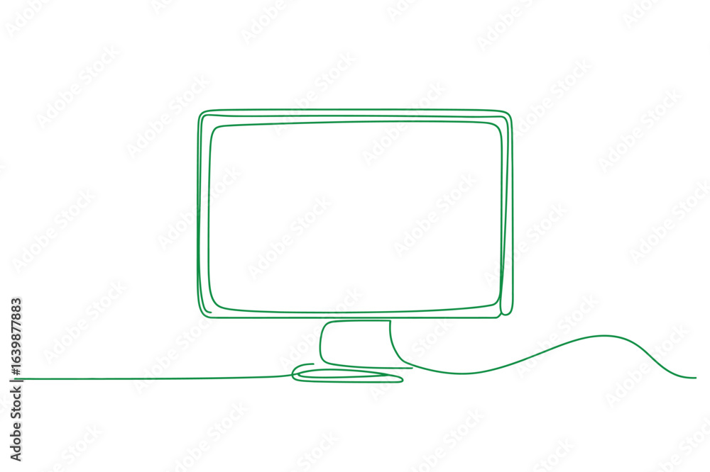 Fototapete continuous one-line drawing of a computer monitor. a simple minimalist line art.