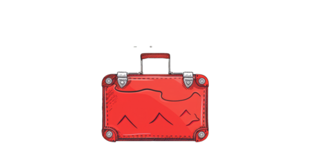 Red suitcase, cartoon style