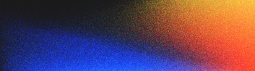 Blue orange abstract gradient vibrant background, dusty scanned gain noise overlay texture, grain texture effect, long dark color flow wave backdrop, banner cover design