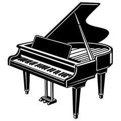 Grand Piano on White Background