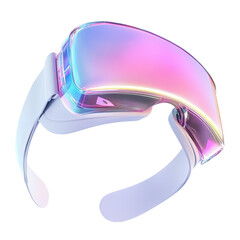 Futuristic VR Headset Iridescent Design Virtual Reality Glasses Technology Innovation isolated on transparent background cutout