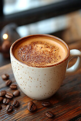 Coffee cappuccino, Coffee Chocolates, Coffee Prezzo, Latte art on a sunny cafe table