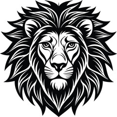 Obraz premium Majestic black and white lion head illustration