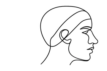 Minimalist line drawing a man's profile face head
