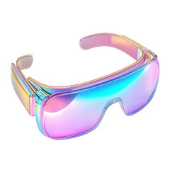Iridescent futuristic sunglasses stylish eyewear fashion accessory isolated on transparent background cutout
