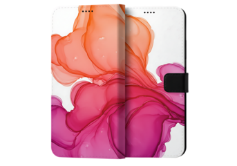 Abstract ink flowing design on a phone case isolated on transparent background