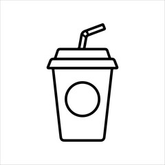 Cold drink cup with straw icon