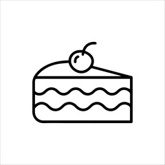 Cake slice with cherry icon
