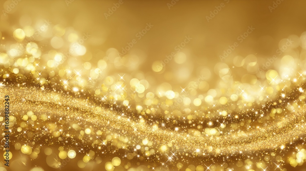 Poster a shimmering background featuring a blend of golden bokeh lights creates an elegant atmosphere, perf