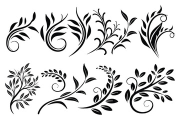 Elegant Floral Ornament Vector Set &ndash; Decorative Vintage Leaf & Swirl Design