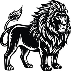 Obraz premium Majestic lion silhouette standing proudly