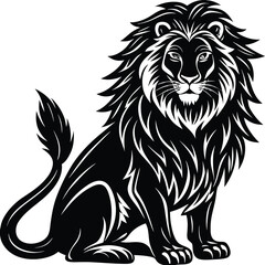 Obraz premium Majestic lion silhouette sitting proudly