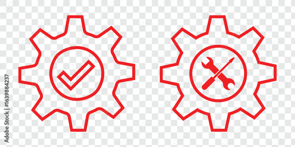 Poster gear icon, gear setting icon set. setting sign. cogs symbol. gear wheel mechanism. black outline. ge