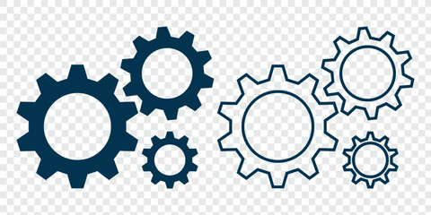 Gear Icon for Mechanism and Settings. gear symbol settings icon. Gear Settings Icon. settings icon flat vector icon.  Collection of mechanical cogwheels. Simple Gear wheel collection. Design eps 10. 