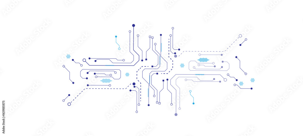 Poster abstract futuristic circuit board illustration, circuit board with various technology elements. circ
