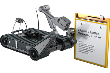 Bomb disposal robot with Cell Phone Battery. png
