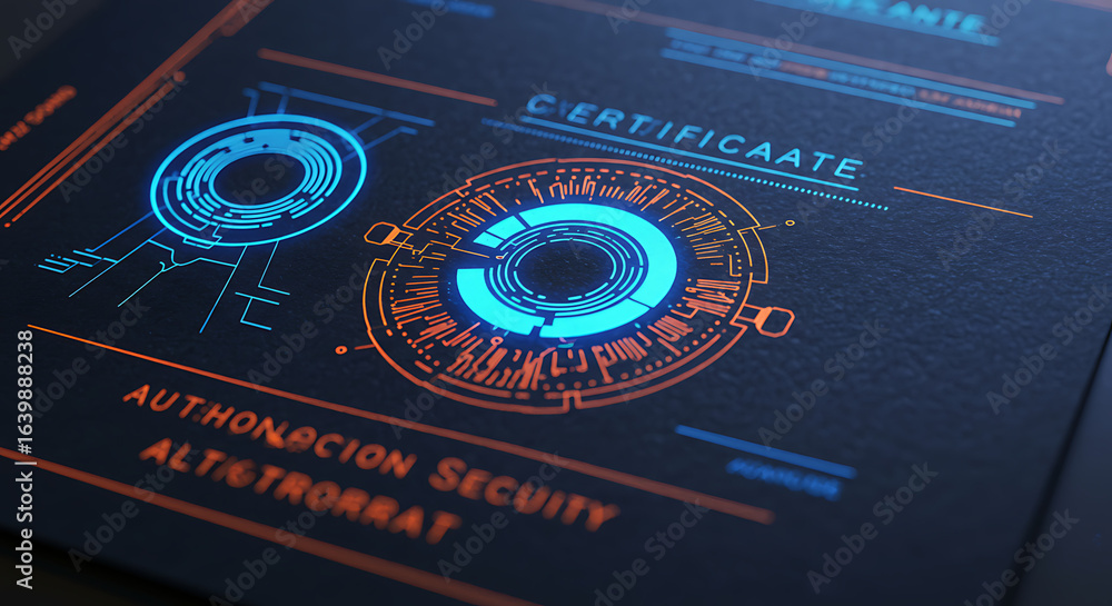 Poster digital security blueprint: the futuristic digital security design is a visual representation of int