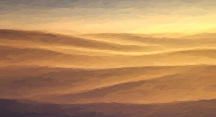 Obraz premium An abstract landscape painting with warm, golden tones resembling a sunrise.