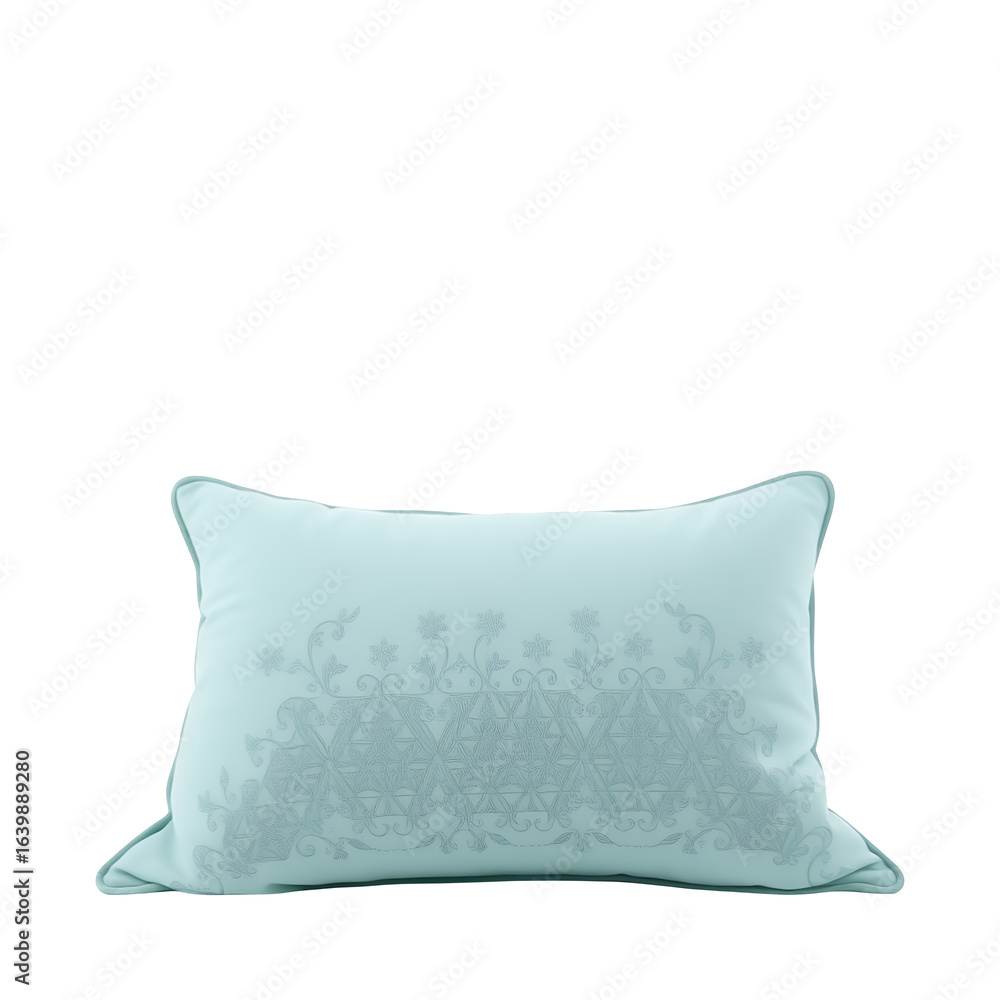 Poster a soft light blue rectangular pillow with a subtle textured pattern isolated on transparent backgrou