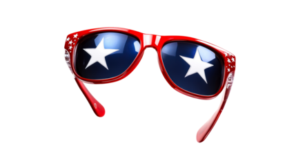 Red Patriotic Sunglasses with White Stars Reflection