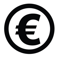 Obraz premium Black euro symbol inside a circle icon