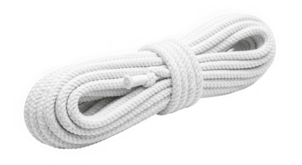 Coiled white rope, nautical rope isolated on transparent background
