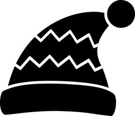 Winter Christmas hat black silhouette icon isolated.
Simple shape holiday santa claus hat silhouette design.
Transparent background. SVG.